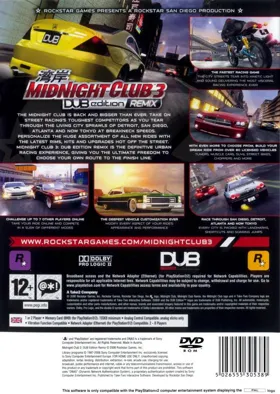 Midnight Club 3 - DUB Edition Remix box cover back
